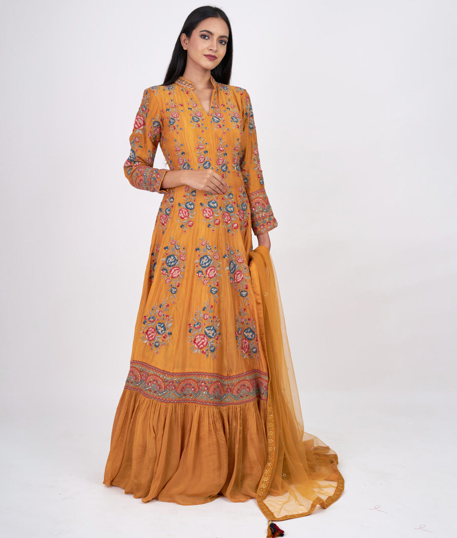 Mustrad Alover Multi Color Thread Embroidery With Stone And Sequins Work Anarkali Salwar Kameez