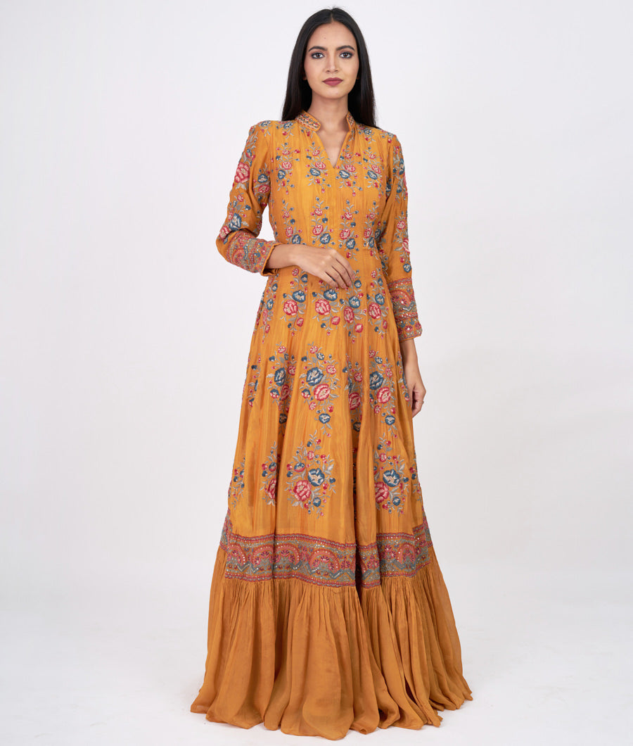 Mustrad Alover Multi Color Thread Embroidery With Stone And Sequins Work Anarkali Salwar Kameez
