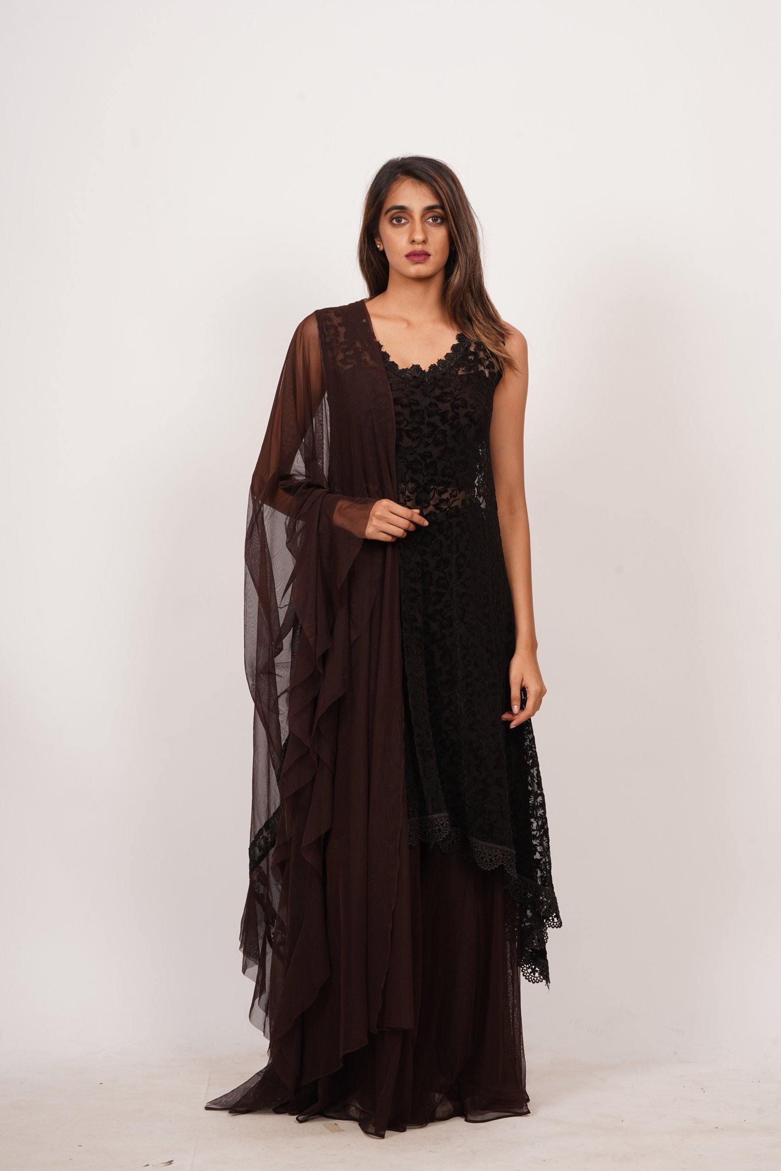 Black/Brown Salwar Kameez - kaystore.in