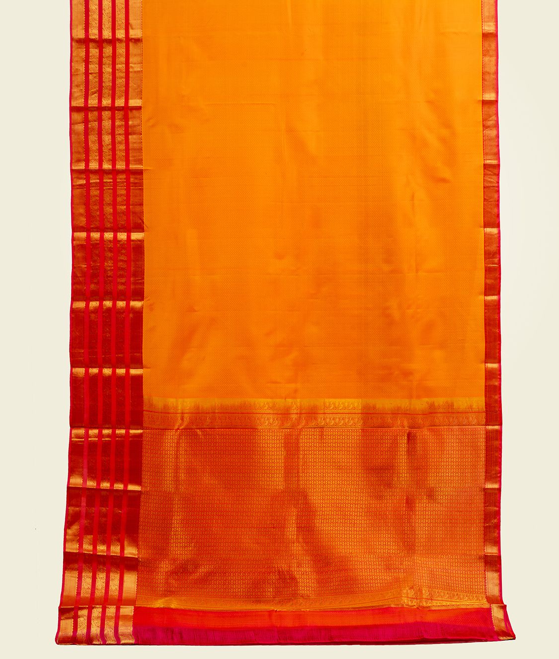 Orange and Pink Kanjivaram Saree  Gold Zari - kaystore.in