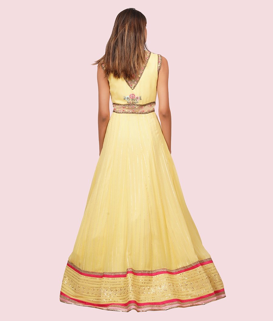 Yellow Georgette Gown - kaystore.in