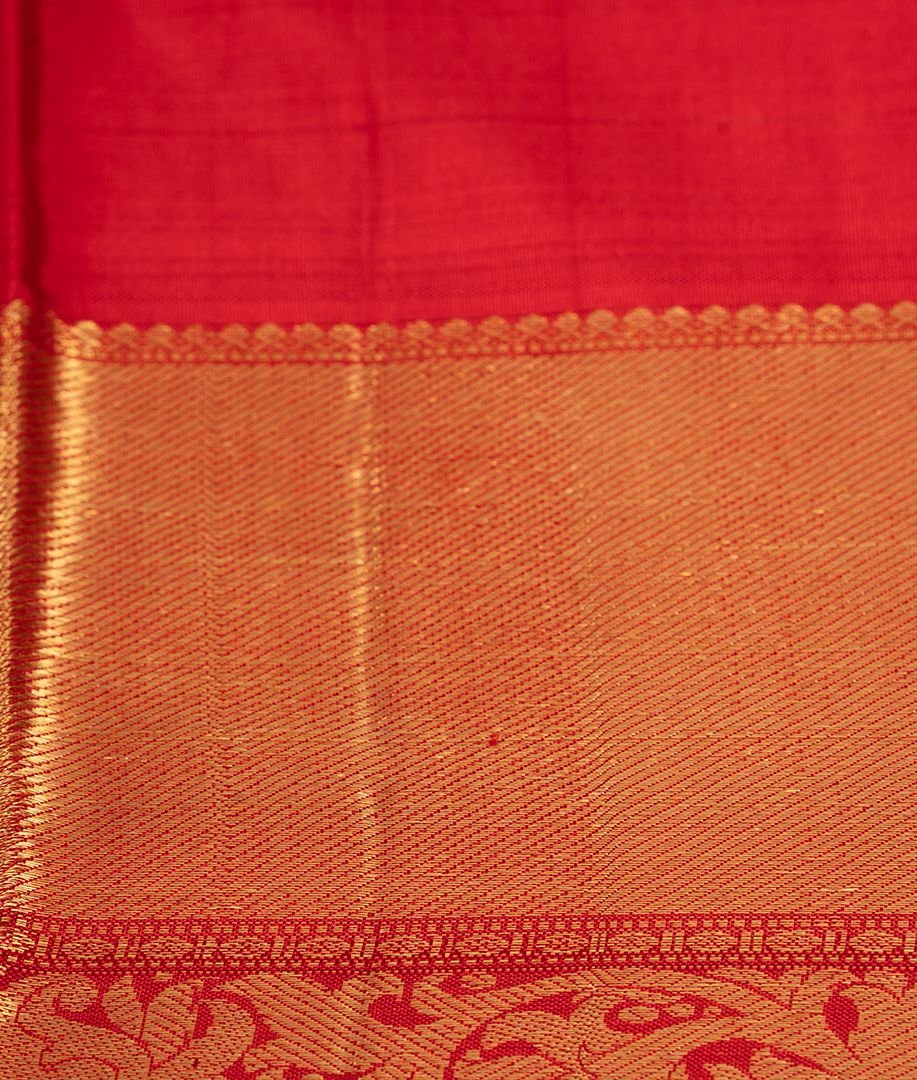 Red Kanchipuram Saree In Pure Gold Zari - kaystore.in