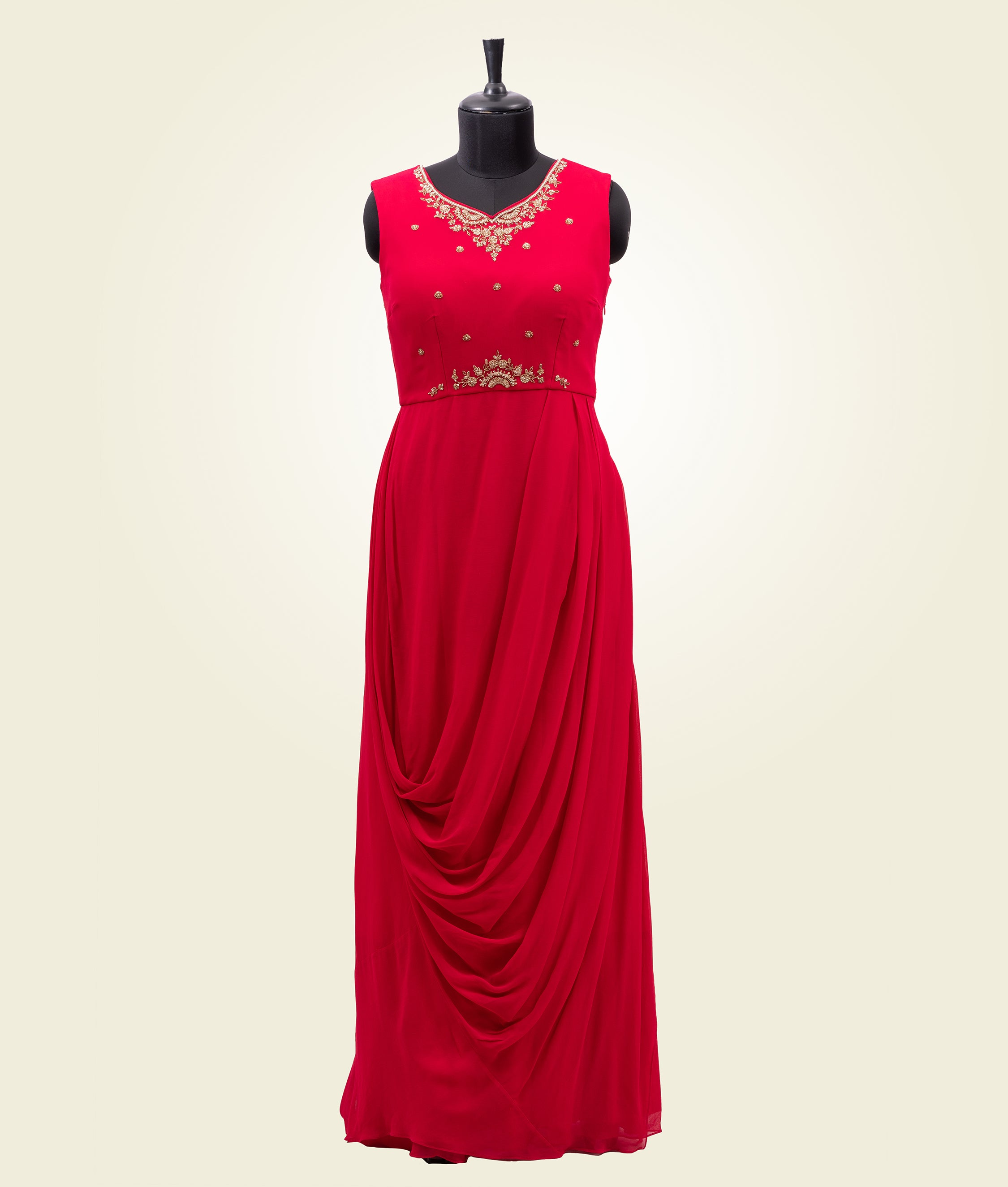Scarlet Pink Gown in Georgette with Jacket - kaystore.in