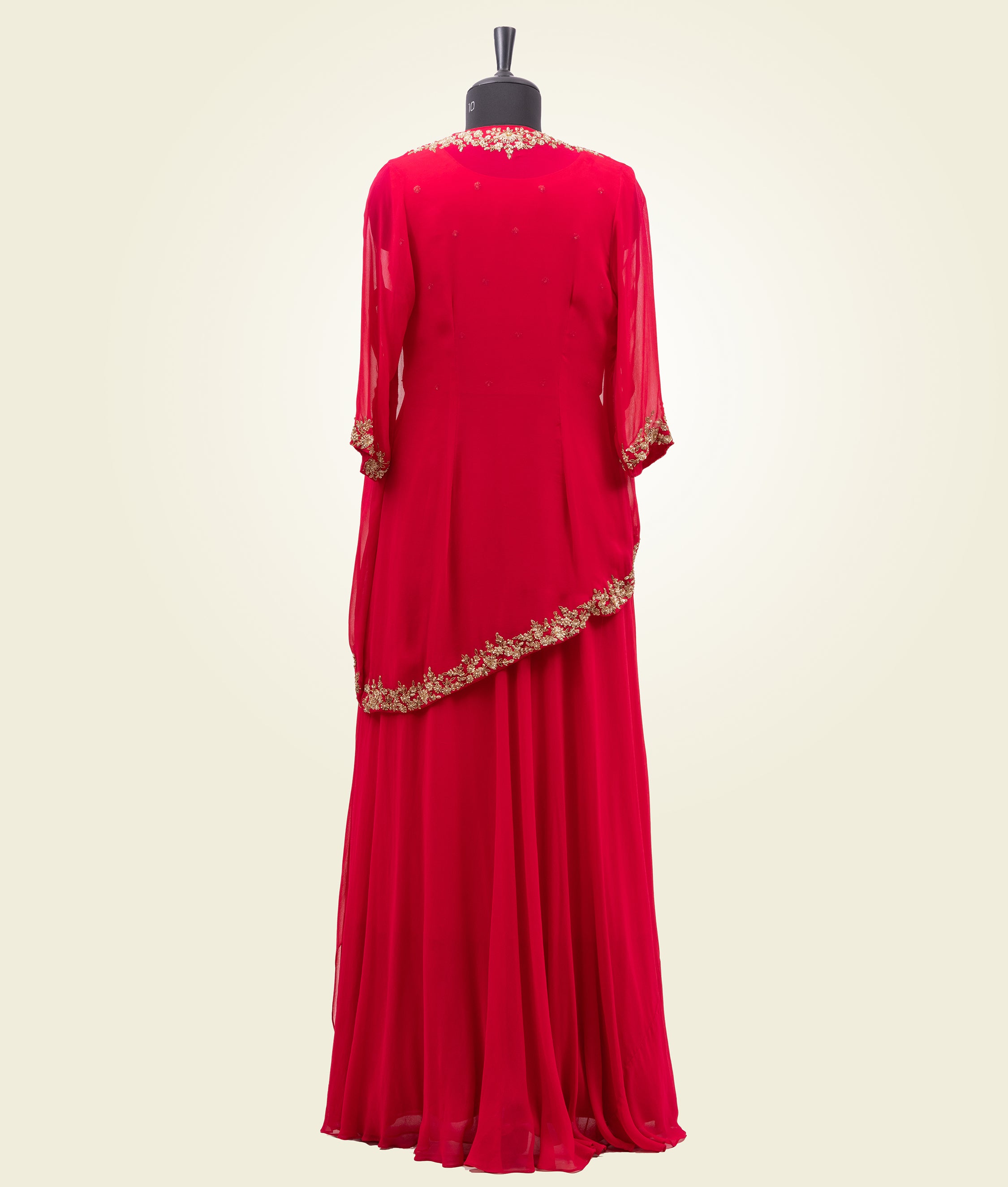 Scarlet Pink Gown in Georgette with Jacket - kaystore.in