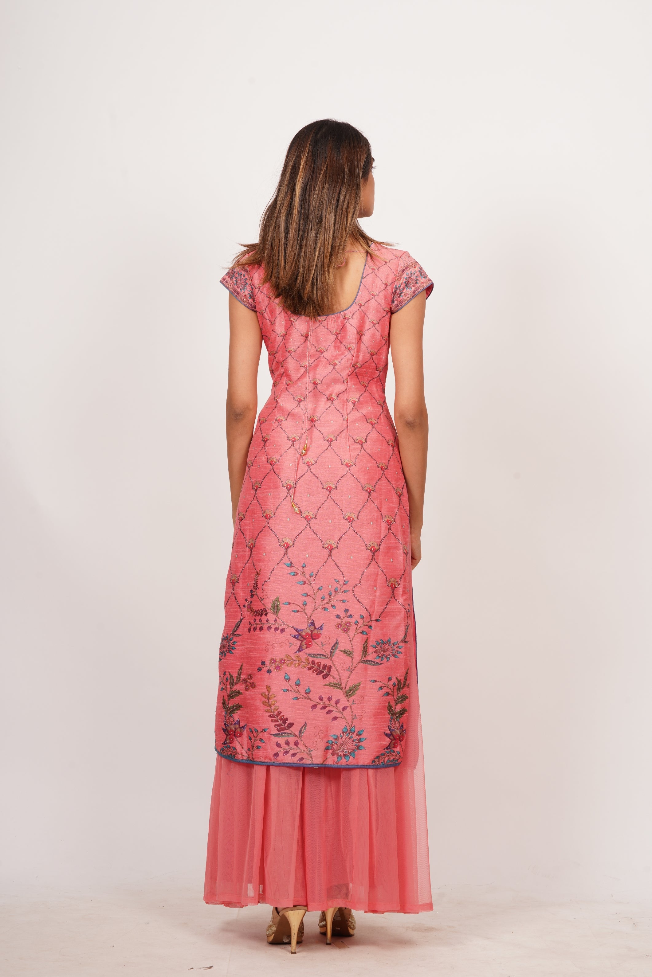 Pink Silk Printed Salwar Kameez - kaystore.in