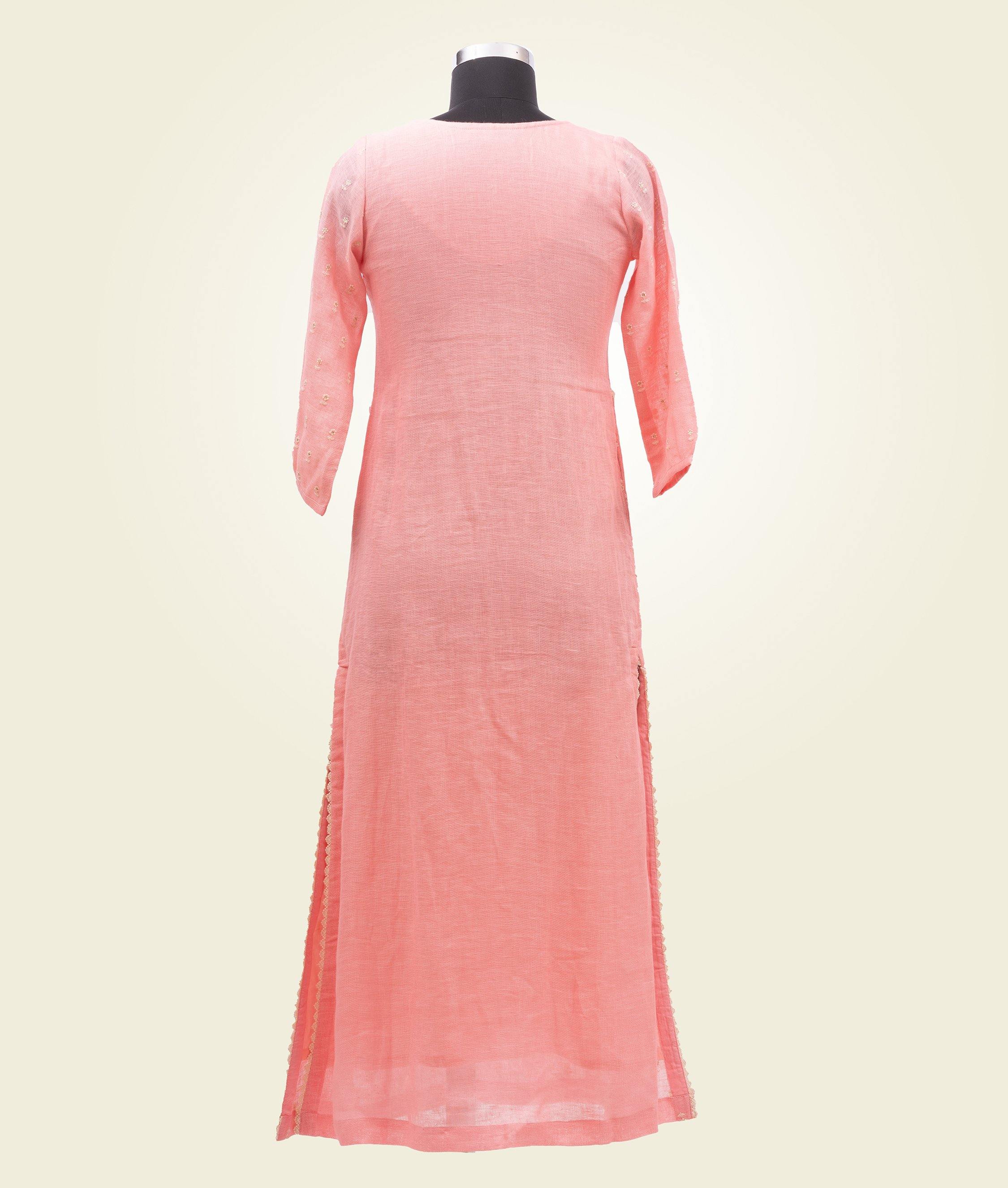 Baby Pink Kurti In Linen - kaystore.in