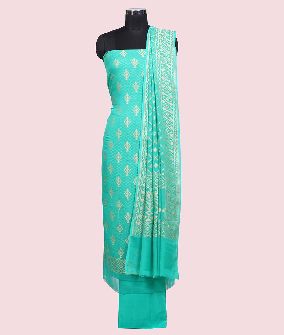 Green Unstitched Salwar Suit - kaystore.in