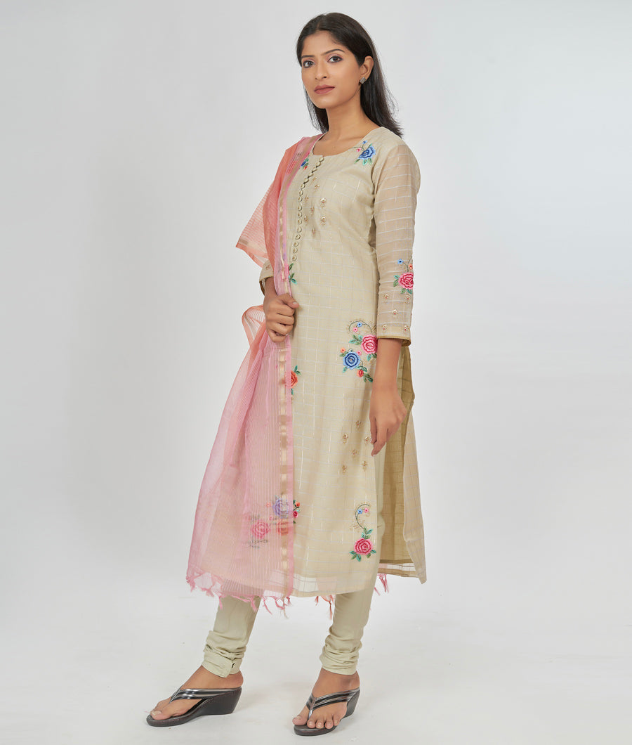Fawn Multi Color Salwar Kameez Straight Cut - kaystore.in