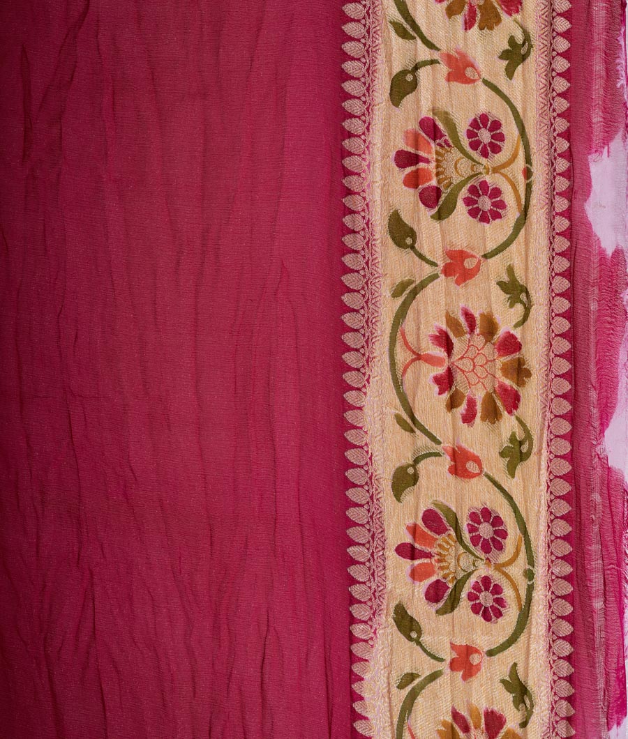 Pink Georgette Saree Alover Zari Weaving Gold Zari - kaystore.in