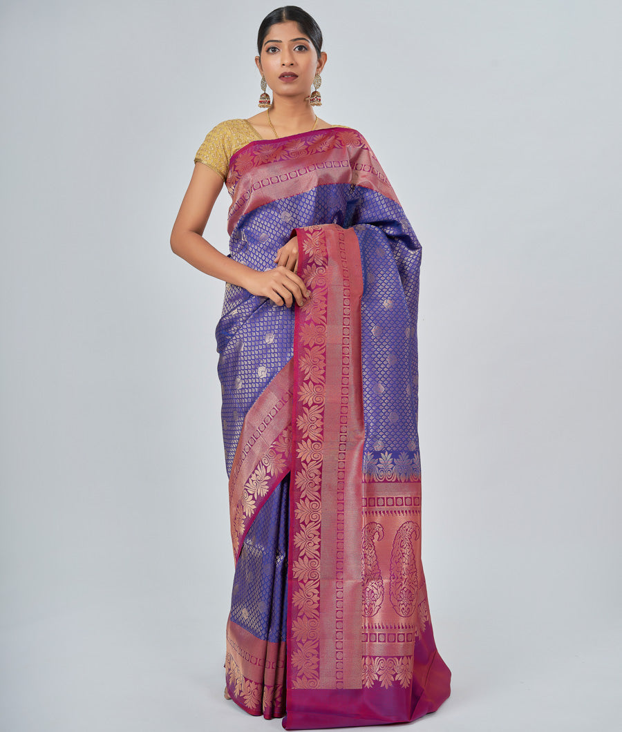 Purple Uppada Saree Alover Zari Weaving Gold Zari - kaystore.in