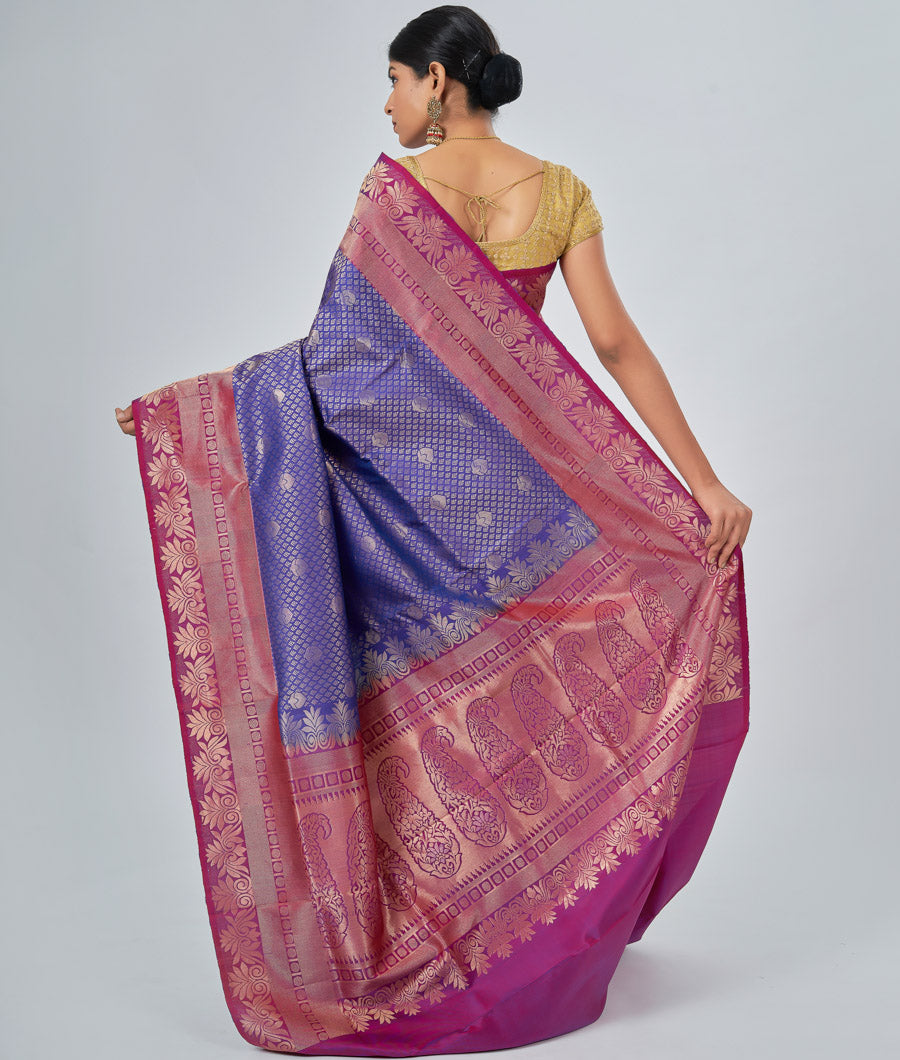 Purple Uppada Saree Alover Zari Weaving Gold Zari - kaystore.in