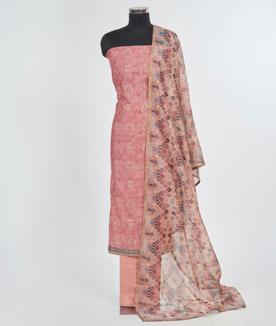 Rust Unstitched Salwar - kaystore.in