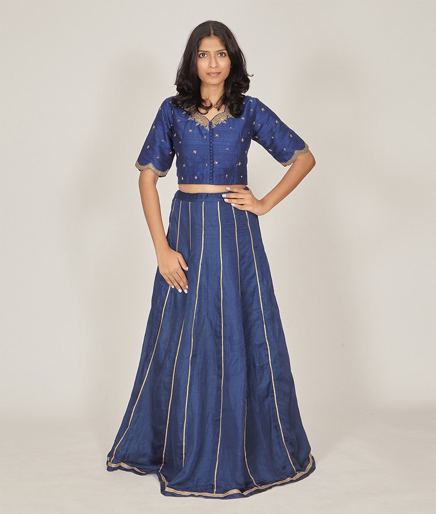 Navy Blue Lehenga Sequence - kaystore.in