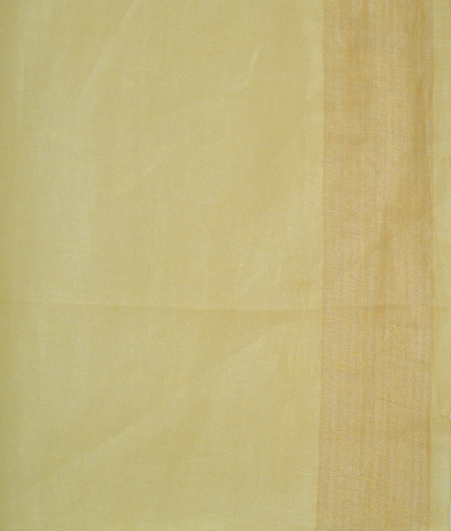 Yellow Linen Saree Thread Embroidery Work - kaystore.in