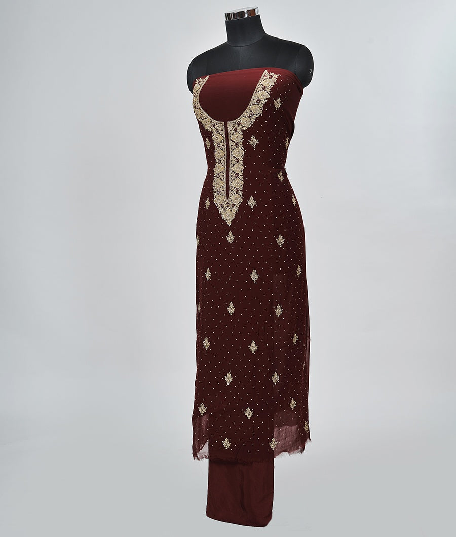 Maroon Unstitched Salwar - kaystore.in