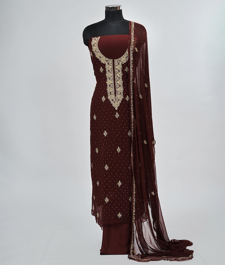 Maroon Unstitched Salwar - kaystore.in