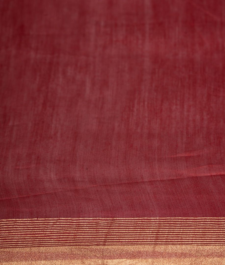 Marron Organza Saree Floral Print & Border Temple Work In Silver/Gold Zari - kaystore.in