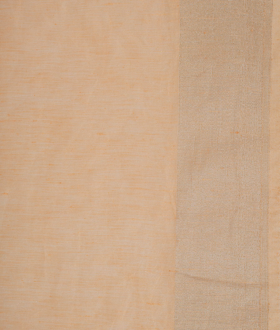 Lite Peach Linen Saree Thread Embroidery Work - kaystore.in