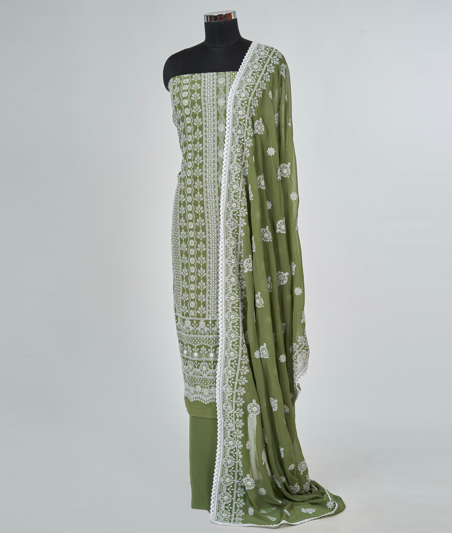 Green Unstitched Salwar - kaystore.in