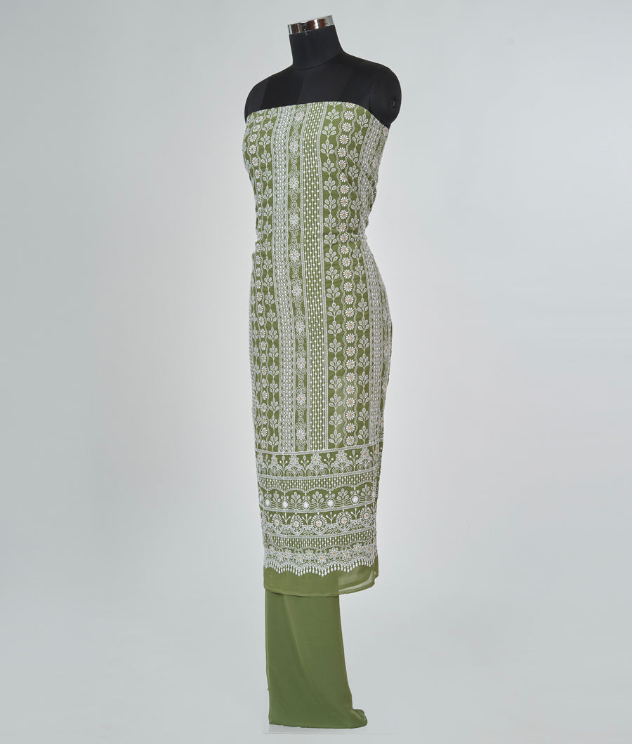Green Unstitched Salwar - kaystore.in