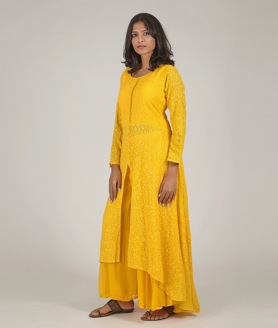 Yellow Salwar Kameez with Palazzo - kaystore.in