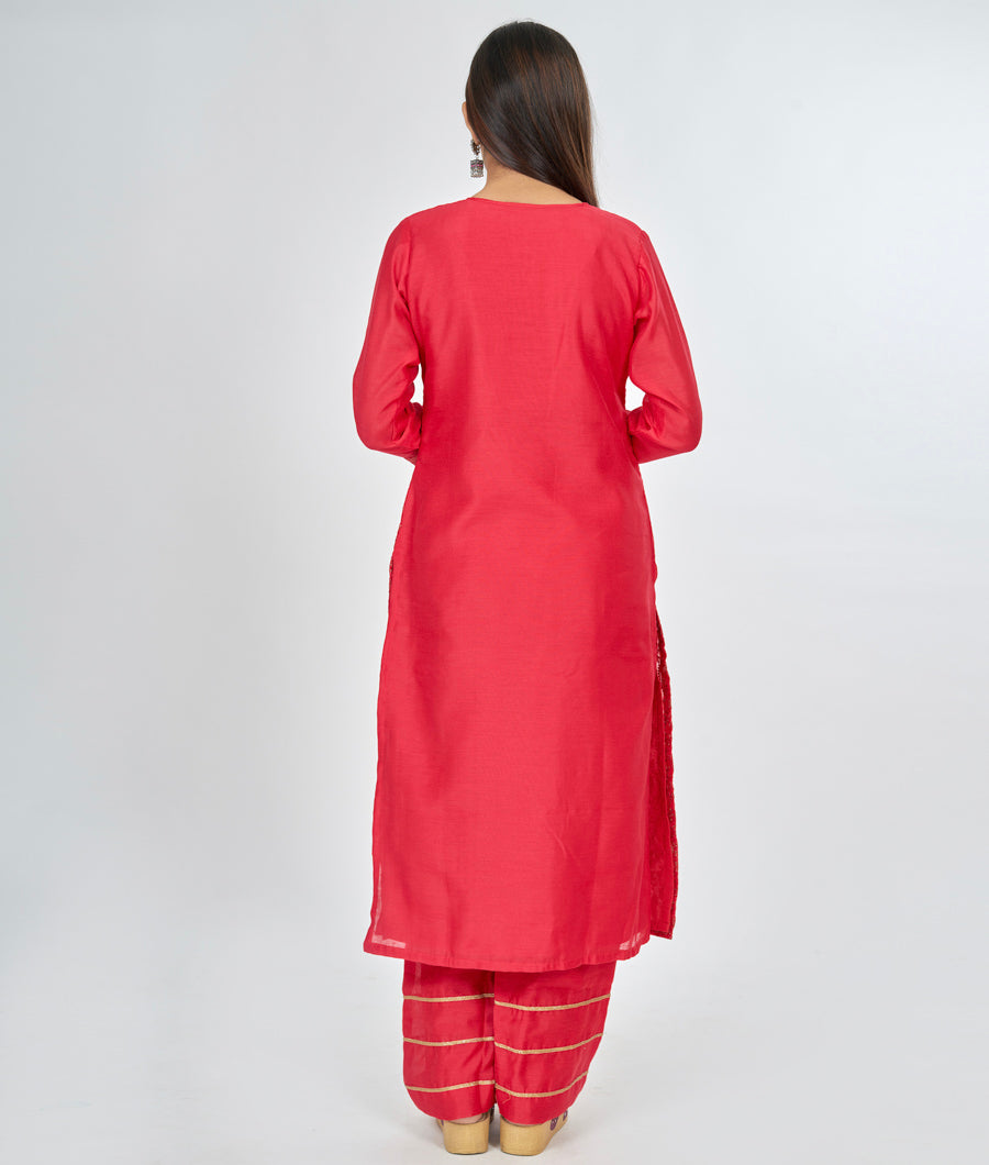 Red Salwar Kameez Plazo Set - kaystore.in