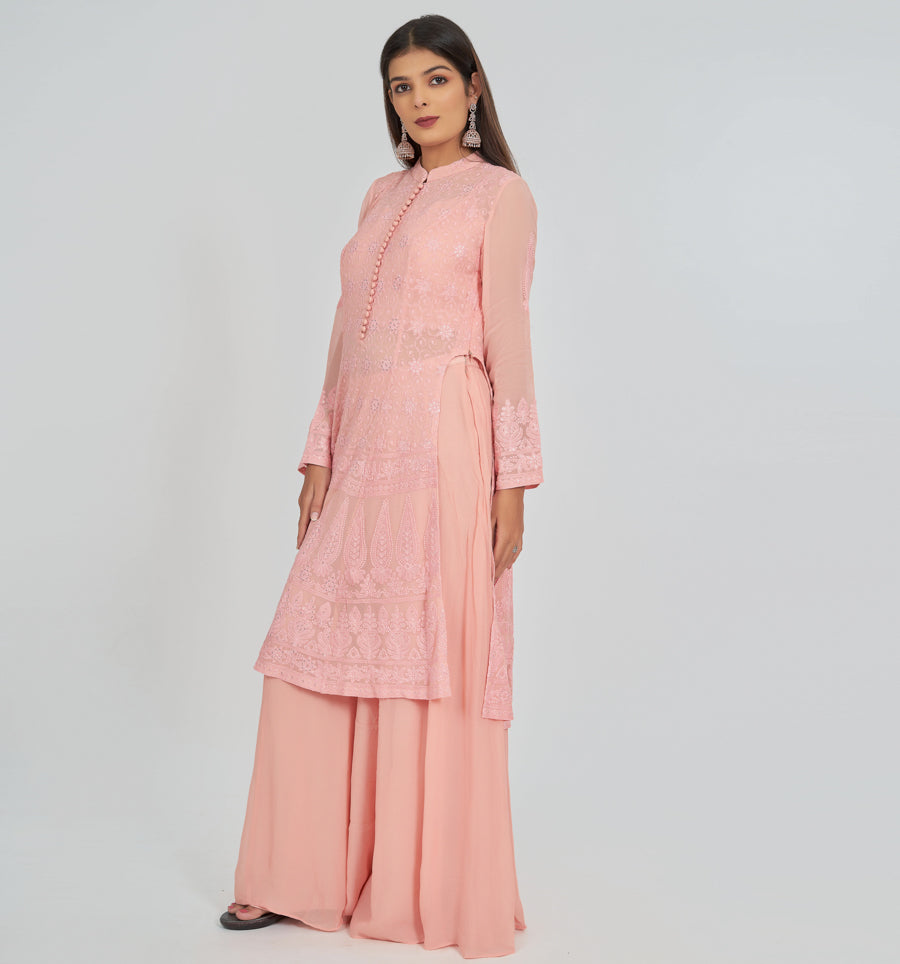 Peach Kurti Set Plazo Set - kaystore.in