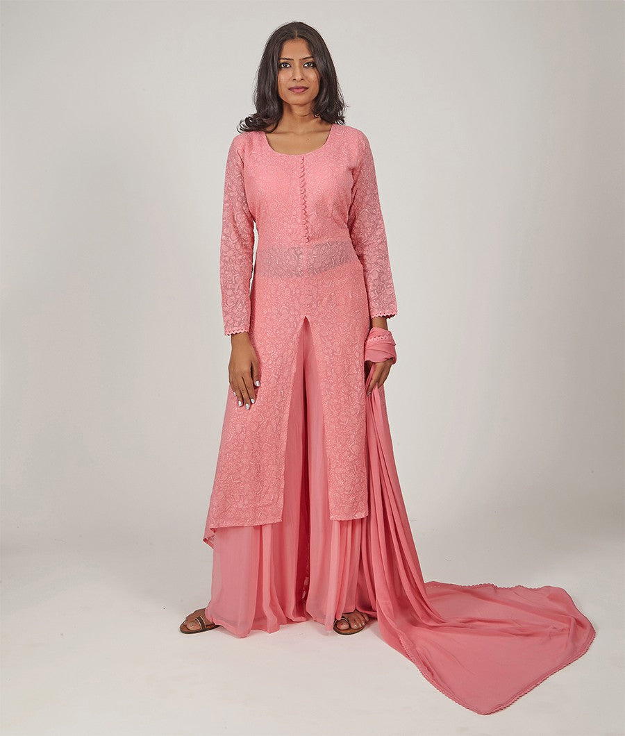Pink Salwar Georgette Kameez Straight Cut - kaystore.in