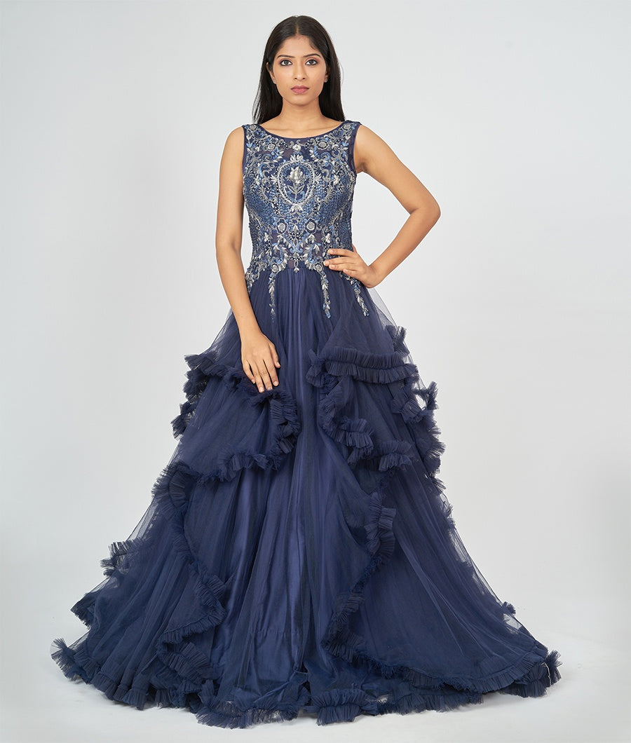 Navy Blue Gown - kaystore.in