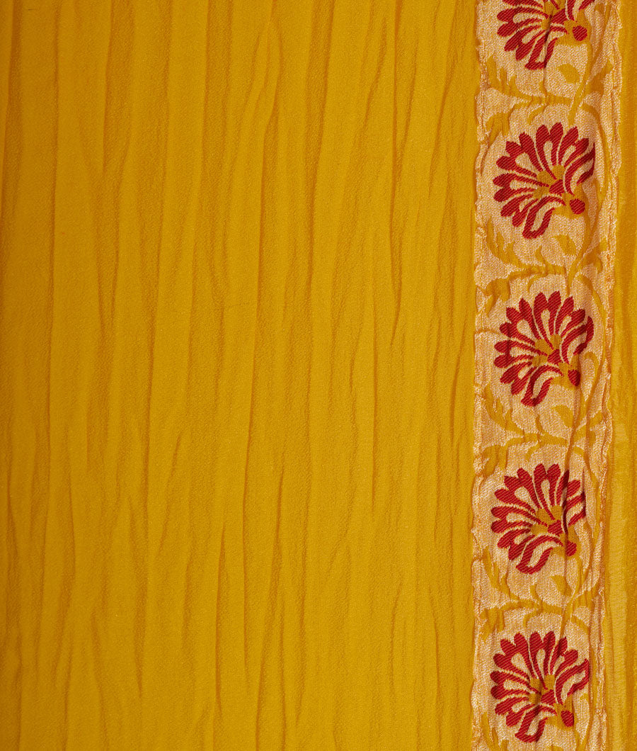 Yellow Georgette Saree Bandhani Print Gold Zari - kaystore.in