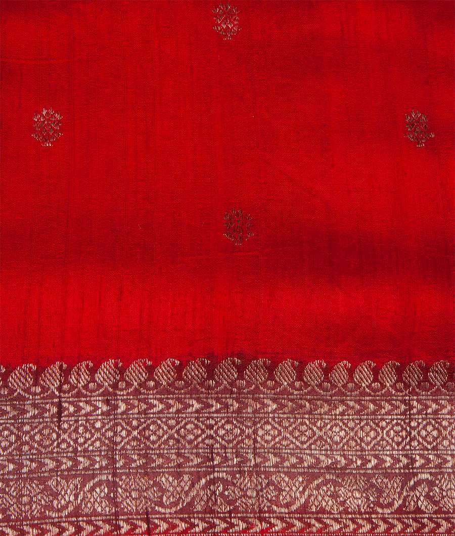 Red Banarasi Dupion Silk Saree Antique Zari - kaystore.in