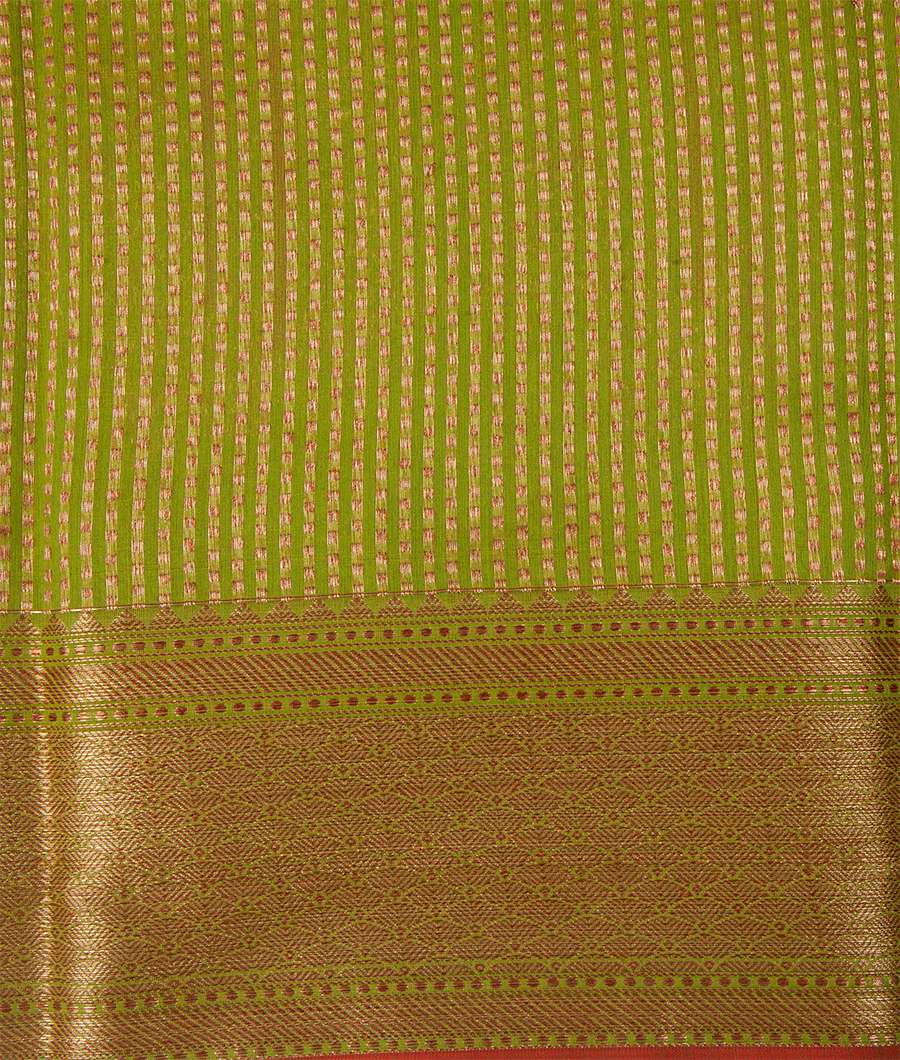 Parrot Green Banarasi Tussar Silk Saree Antique Zari Brocade Blouse - kaystore.in