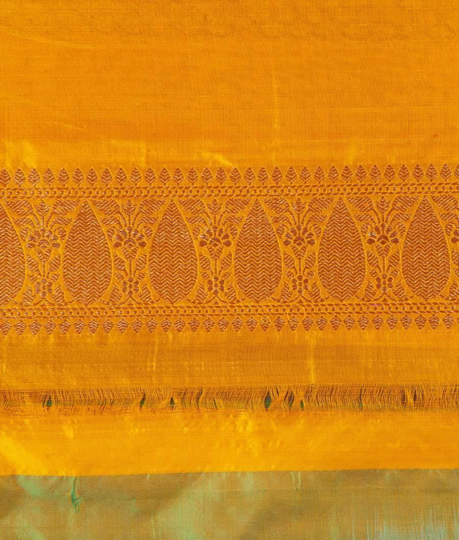 Yellow Banarasi Silk Saree Antique Zari - kaystore.in