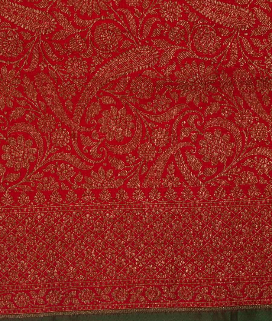 Red Banarasi Silk Saree Antique Zari Full Alover Zari Weaving With Brocade Blouse - kaystore.in