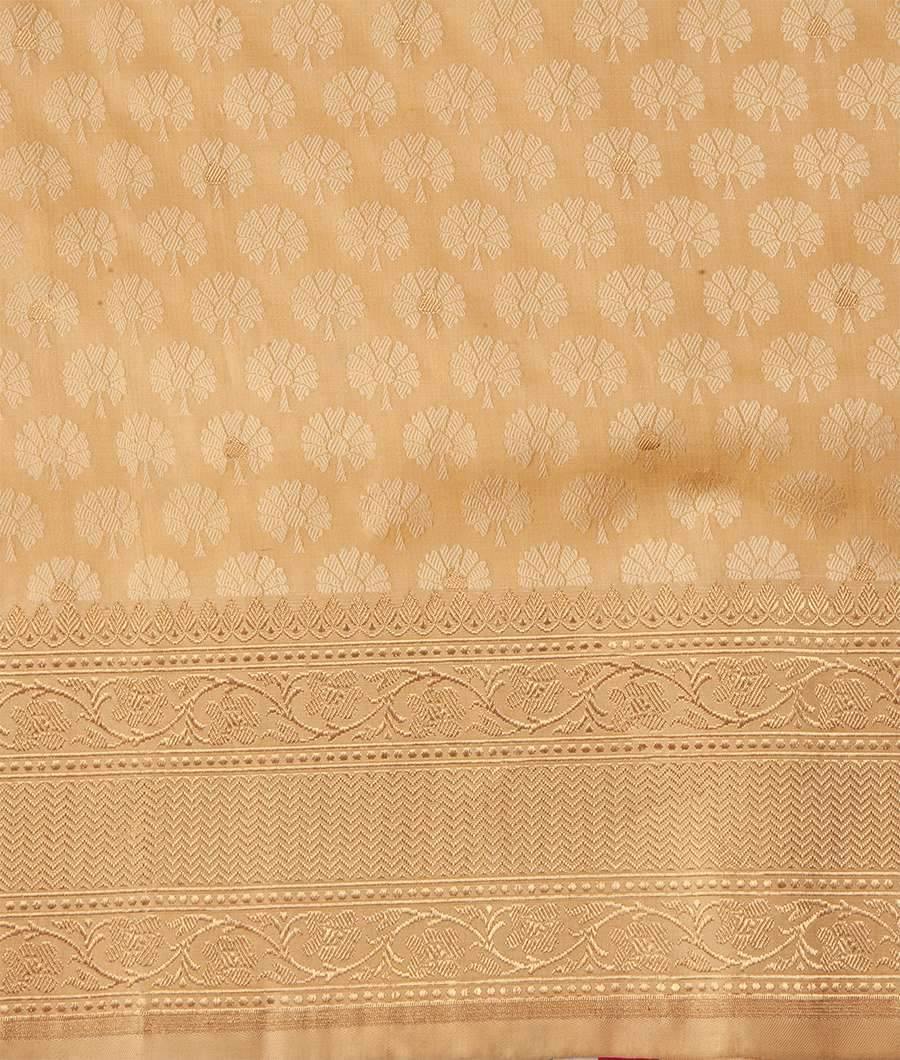 Cream Banarasi Katan Silk Saree Gold Zari Full Thread Weaving With Zari Work - kaystore.in