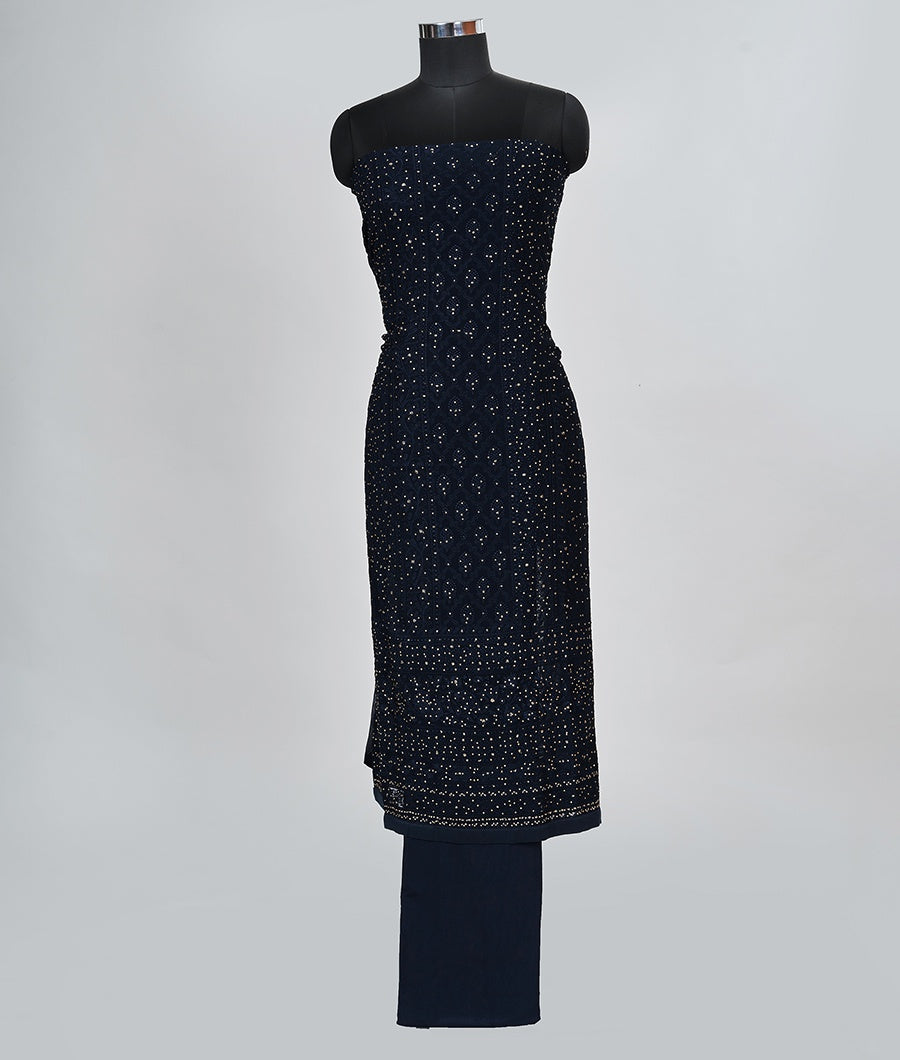 Navy Blue Unstitched Salwar - kaystore.in