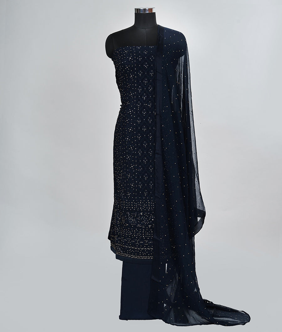 Navy Blue Unstitched Salwar - kaystore.in