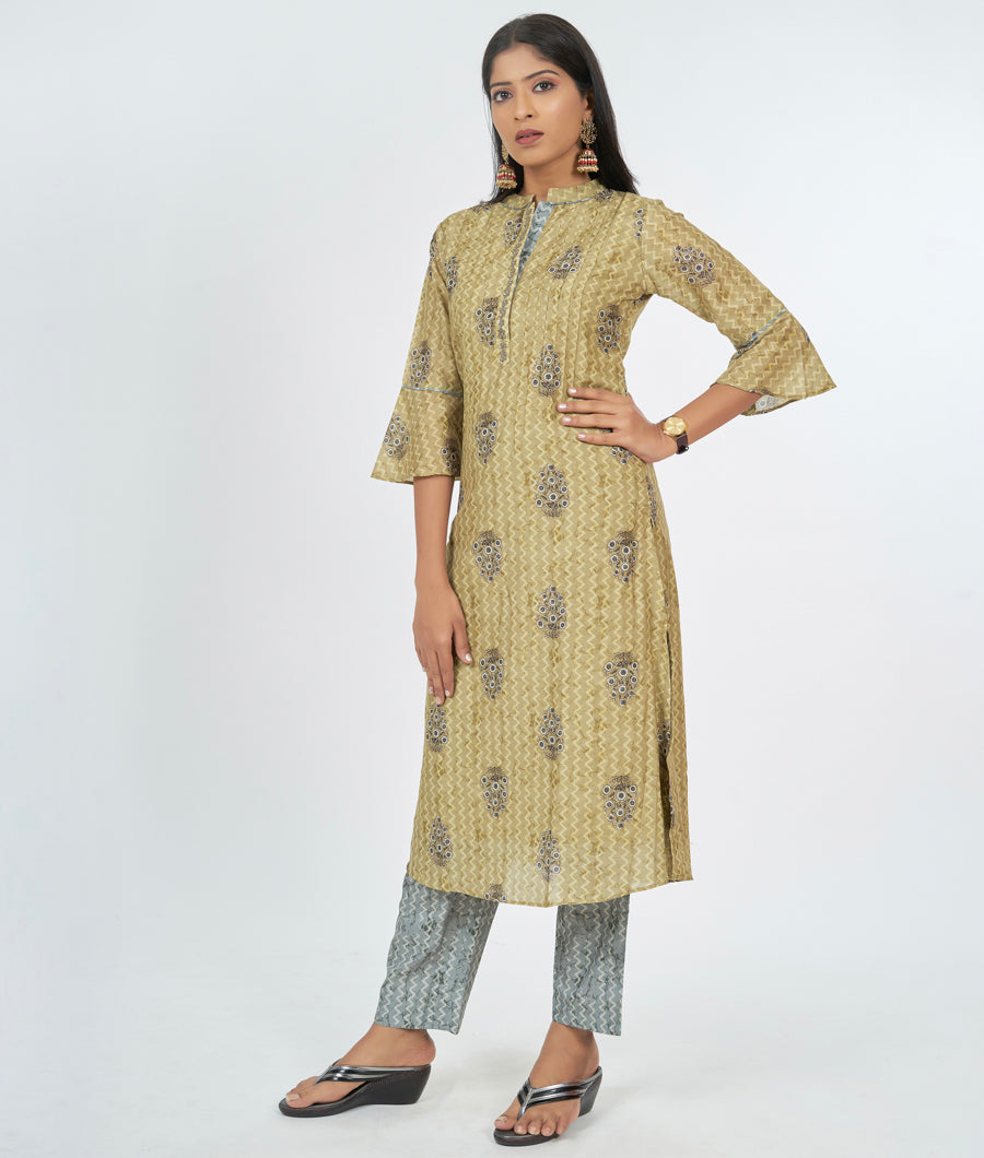 Mehandi Green Kurti Set - kaystore.in