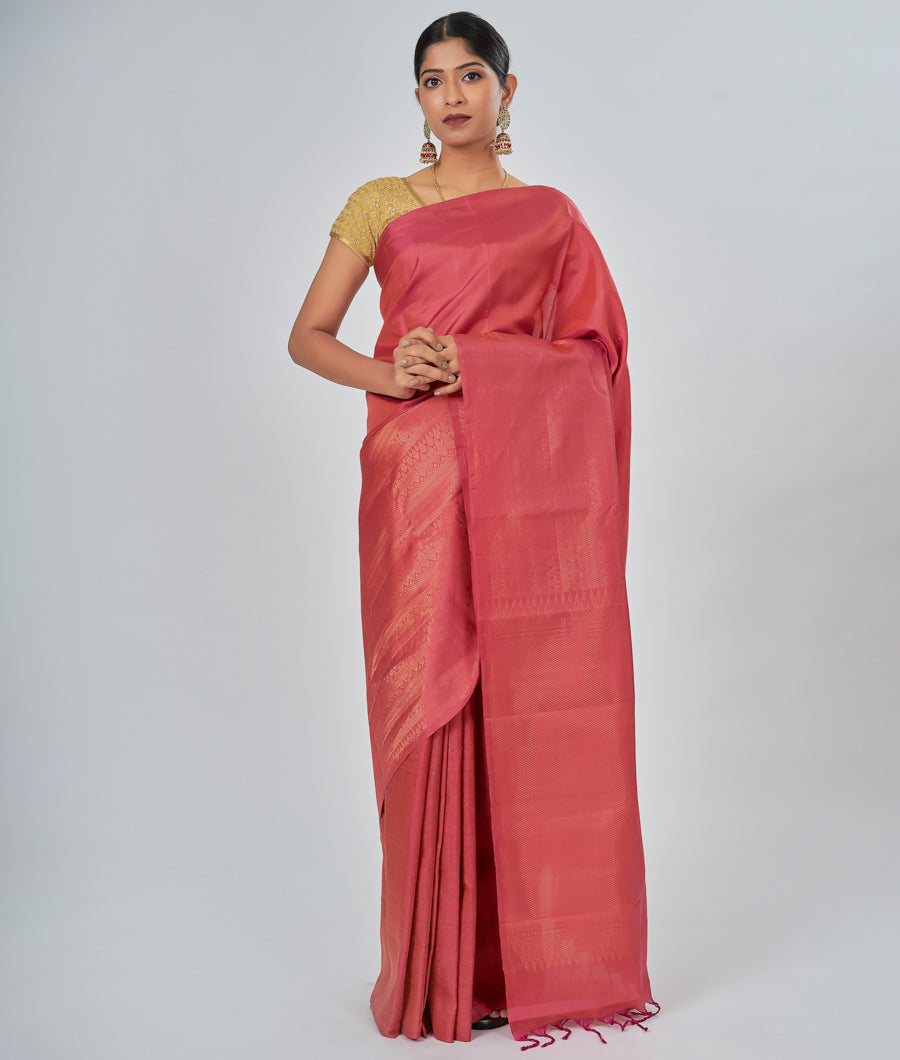 Coral Soft Silk Saree Gold - kaystore.in