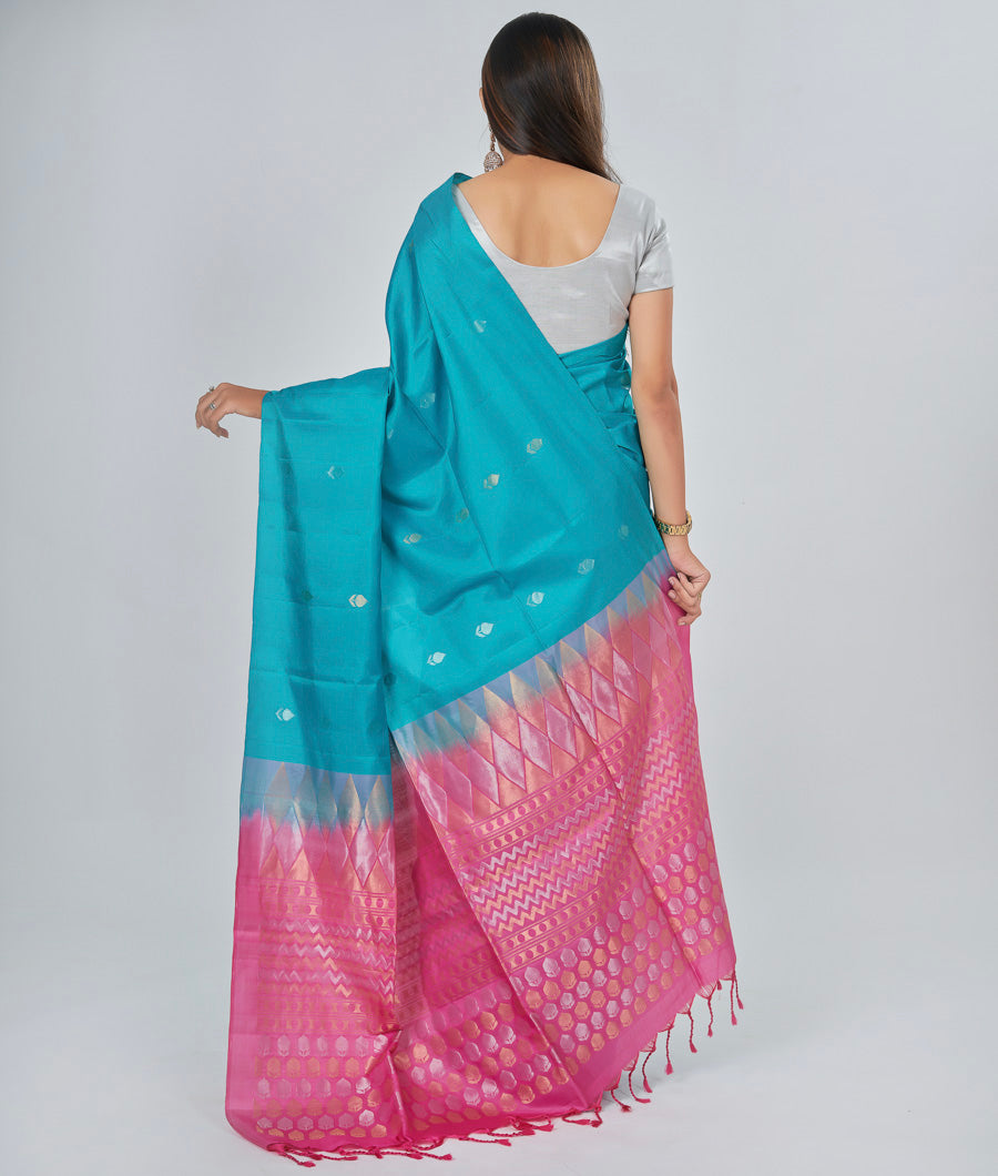 Rama Blue Soft Silk Saree Gold And Silver - kaystore.in