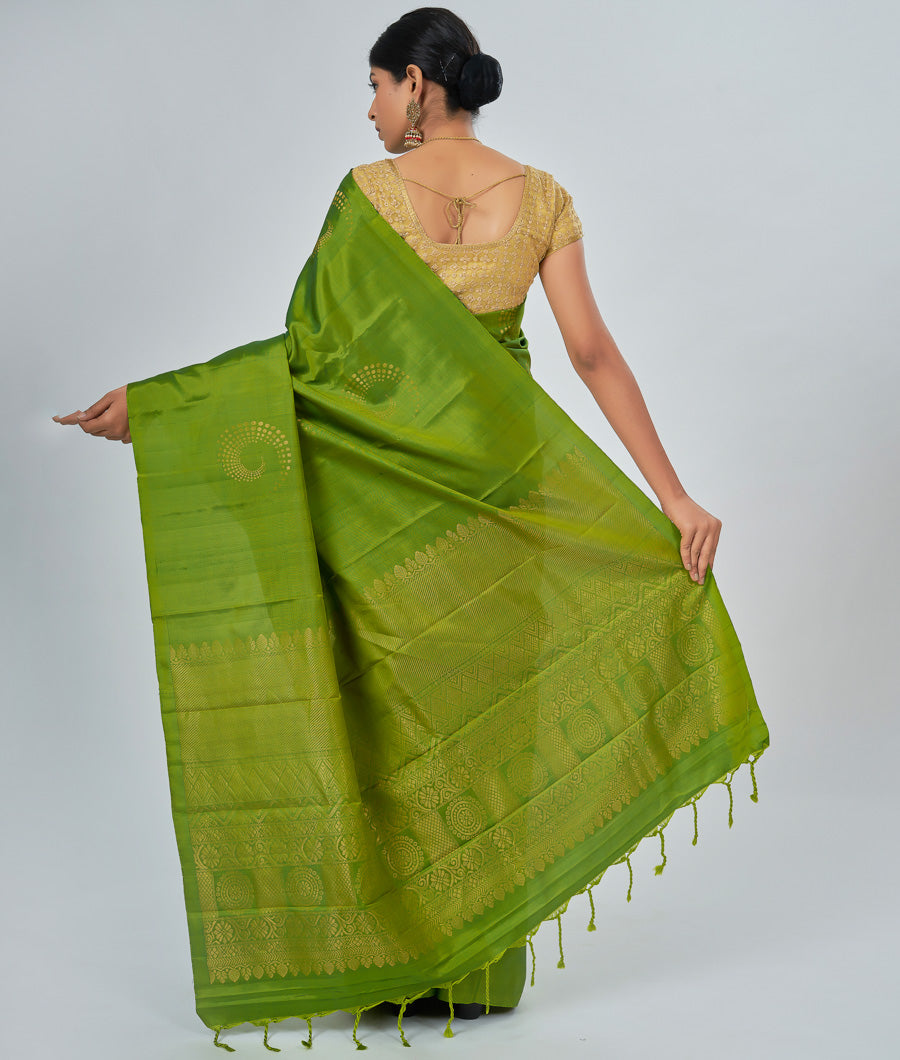 Green Soft Silk Saree Copper Zari - kaystore.in