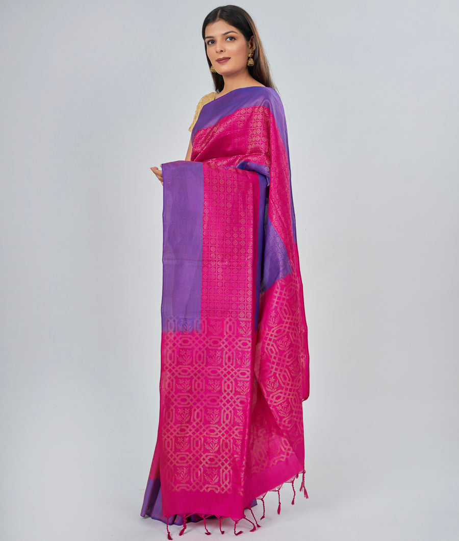 Purple Soft Silk Saree Gold Zari - kaystore.in