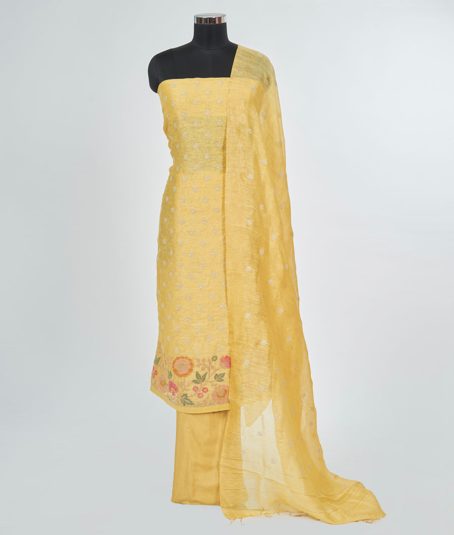 Yellow Unstitched Salwar - kaystore.in