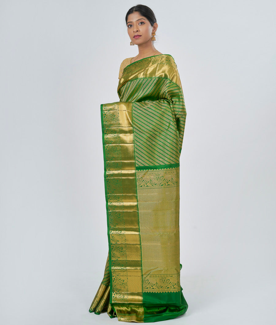 Green Silk Saree Gold Zari - kaystore.in
