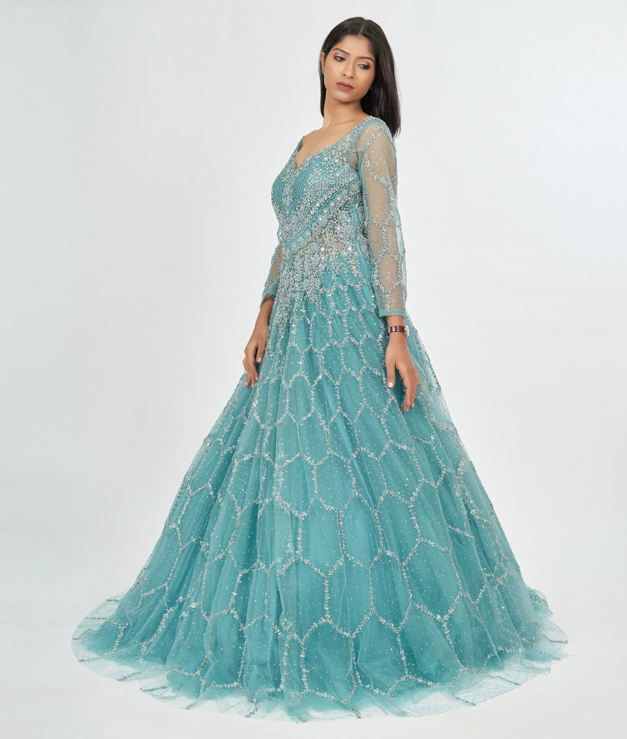 Rama Blue Ball Gown - kaystore.in
