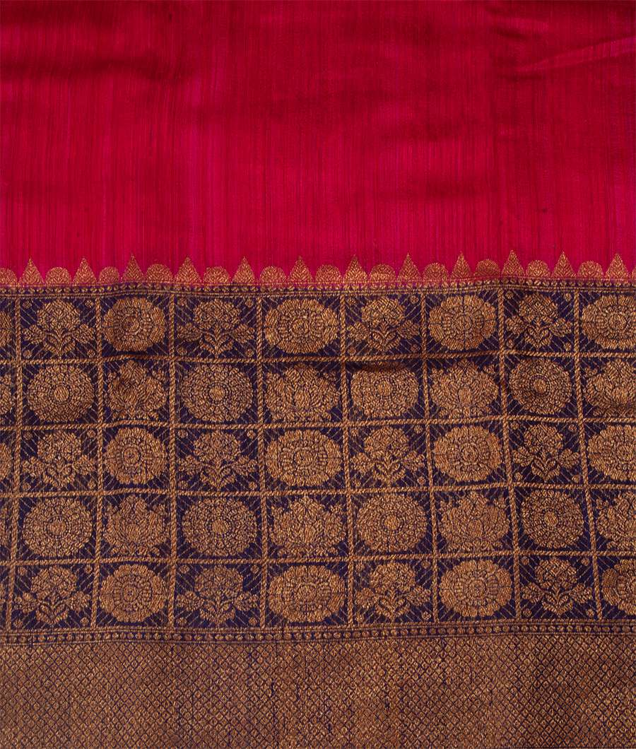 Rani Banarasi Jute Silk Saree Antique Zari Skirt Border - kaystore.in
