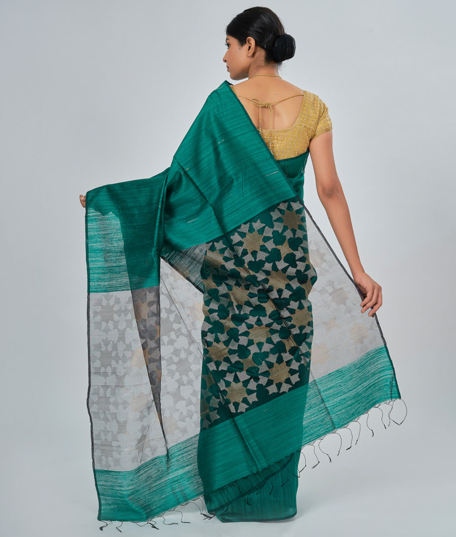 Green Silk Saree Gold And Silver - kaystore.in