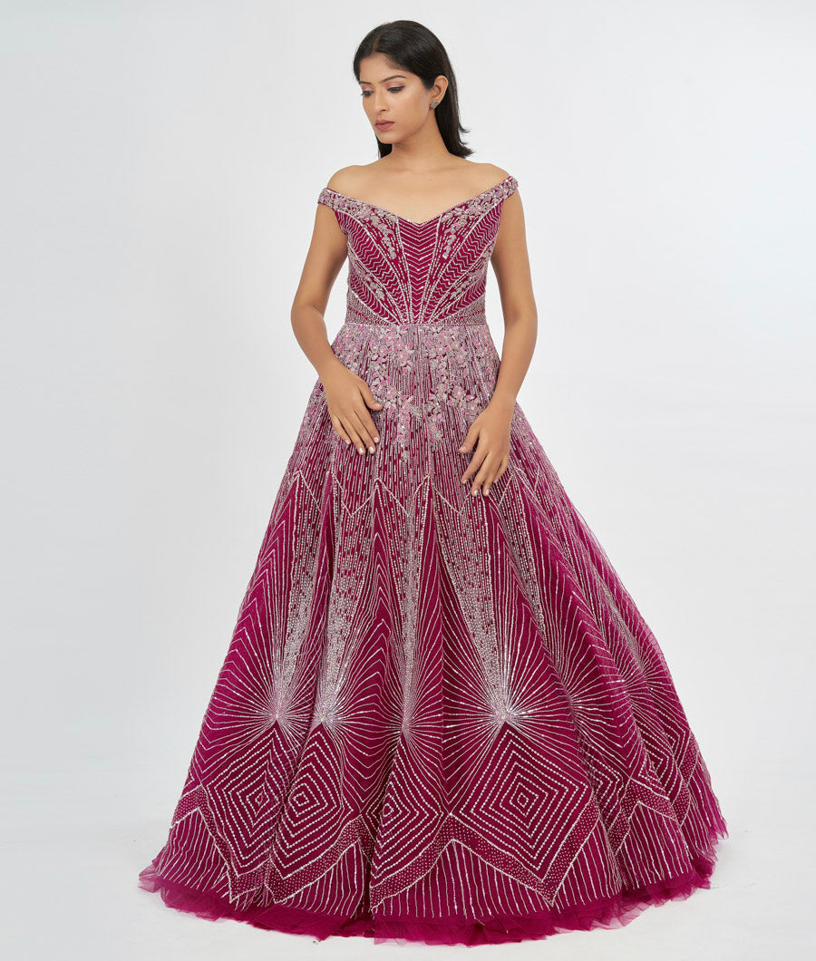 Wine Gown Ball Gown - kaystore.in