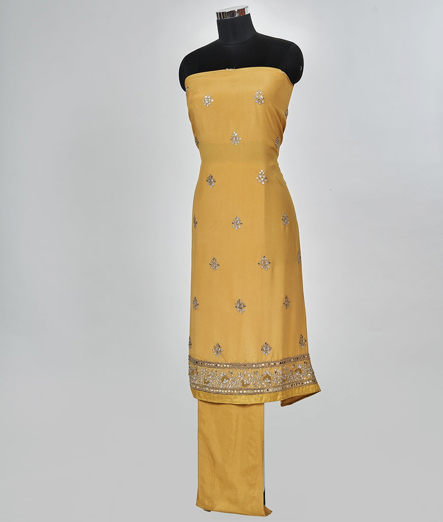 Mustard Crepe Unstitched Salwar - kaystore.in