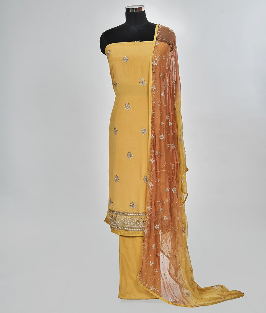 Mustard Crepe Unstitched Salwar - kaystore.in